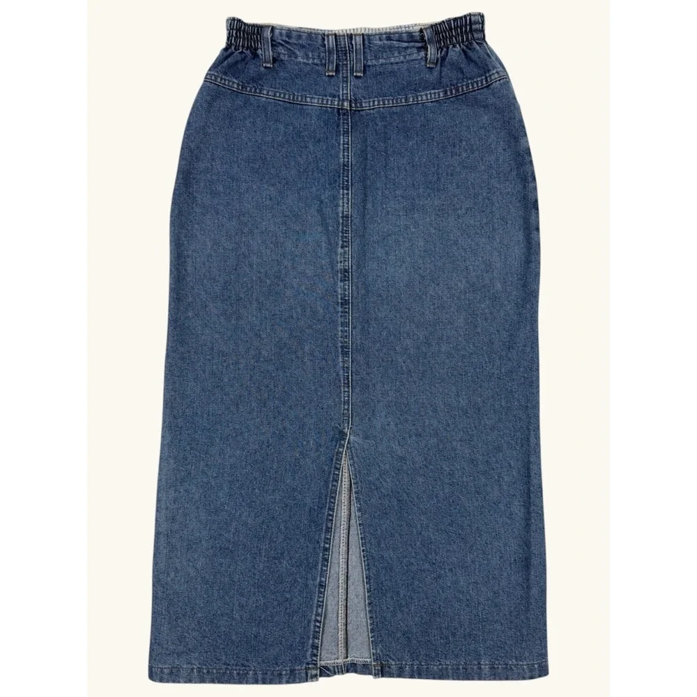 Lee Womens Vintage High Waisted Denim Maxi Skirt Blue Medium Wash Size 10M